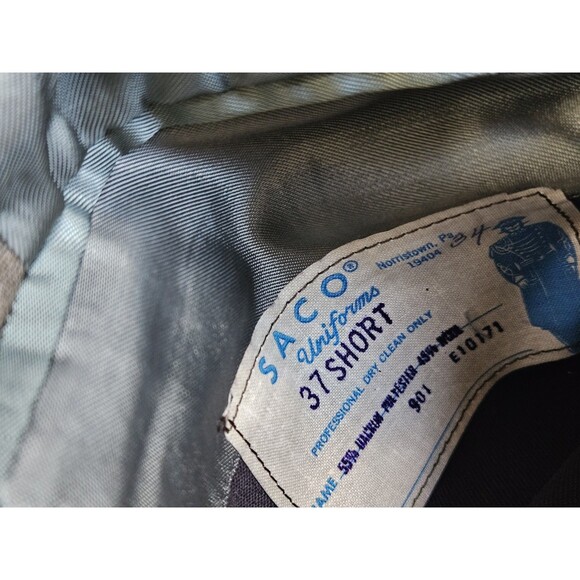 USMC US Marine Corps Officers Service Dress Belted Green Uniform Saco 37S, 29S - Picture 8 of 16